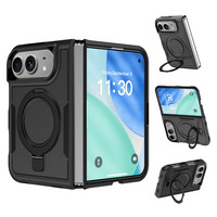 Étui double couche TPU+PC 2 en 1 pour iPhone Duo, téléphone pliable, anneau magnétique pliable, béquille, protection antichoc