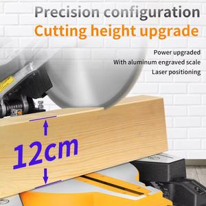 <span class=keywords><strong>Scie</strong></span> à onglet industrielle 255 mm 2600 W avec source d'alimentation 1080 W pour la découpe du bois et de l'aluminium, idéale pour les applications de scellement du bois - Product Image 3