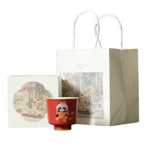 Panda Teacup Ceramic Tea Bowl Pair Gift <b>Box</b> Retro Chinese Style Travel Souvenir - Product Image 5
