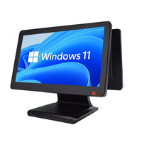 Moniteur à double écran tactile LCD résistif capacitif LED de 15.6 pouces avec affichage client pour systèmes de point de vente