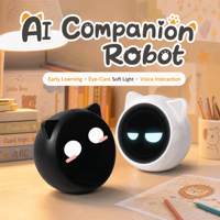 Robot Compagnon IA à Oreilles de Chat, Corps Rond, Conversation Vocale avec Visage LED - Fournisseurs en Gros
