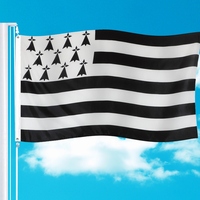 Drapeau Noir de Bretagne Personnalisé avec Logo Imprimé en Sérigraphie, Œillets, 3x5