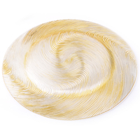 Assiettes de présentation de luxe en verre avec bordure dorée, 13 pouces, pour service de table, vente en gros, mariage