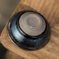 Tasse à thé Kung Fu individuelle en céramique, motif ciel étoilé en obsidienne, soie dorée, paon bleu, lapin maître, incrustations argentées, fait main, modèle Curium Nail