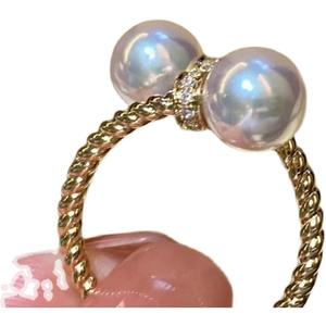 S925 Silver DIY Jewelry Stand with Double <b>Pearl</b> <b>Ring</b> 8-10mm Beads 10469-Accessory Stand for <b>Pearl</b> <b>Rings</b> - Product Image 5