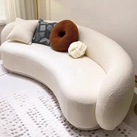 Ensemble de canapés d'angle en velours blanc pour salon moderne, canapé de détente combiné en forme de croissant incurvé de luxe