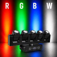 5 Projecteurs LED mobiles RGBW 4-en-1 de 30W, 6 Projecteurs LED dorés de 20W à rotation infinie, Contrôle DMX512, Éclairage de scène IP20