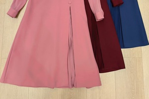 เสื้อผ้าผู้หญิงไซส์ใหญ่พิเศษ2025 3XL เดรสยาวครึ่งน่องสีฟ้าสีชมพูแดงคอปกหยักแฟชั่นฤดูใบไม้ร่วงฤดูหนาว - Product Image 5