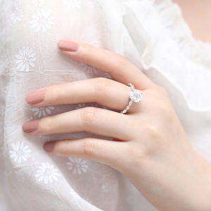 OAHLAN anello 925 in argento Sterling da donna con taglio ovale zirconio cubico anello di fidanzamento gioielli alla moda solitario - Product Image 5