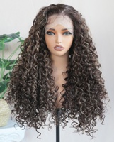 Perruque brésilienne longue 6*13 Lace Front ondulée bouclée noire résistante à la chaleur sans colle 32 pouces pour débutantes