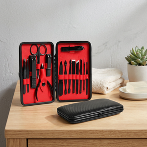 Kit de manucure 10 en 1 en acier inoxydable avec étui, ensemble de manucure portable de style classique pour adultes - Product Image 2