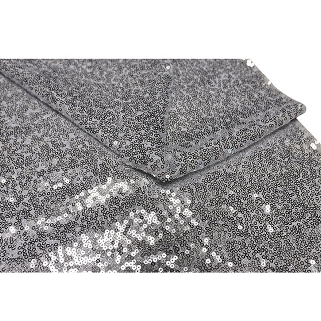 High Quality Luxurious Modern Silver Sequin Embroidered Polyester Metallic Table Runner Custom Rectangle Shape Woven Technics