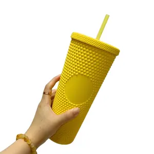 BPA Free 2023 Hot Sale Star 24oz Yellow Matte Studded Tumbler Cups