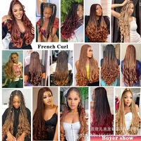 Dreadlocks mélangées/teintes, ondulées en tube unique, grandes boucles lâches, cheveux bouclés à la française, double trame, perruque en fibre haute température, 150g