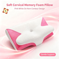 Oreiller en mousse à mémoire de forme en forme de corne de bœuf, oreiller cervical pour le soutien du sommeil, oreiller à récupération lente pour soulager les douleurs cervicales