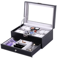 Boîte de rangement de luxe pour montres en cuir PU, doublure en velours, taille personnalisable, design avec fenêtre transparente, logo en relief Sunny World