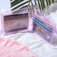 Dompet Kartu PVC Pendek Gaya Korea untuk Instagram, Tempat Kartu Identitas & Dompet Leher Wanita - Dompet Koin & Tempat Kartu Portabel Tersedia