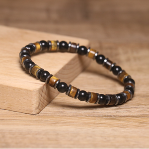 Bohemian Natural Tiger <span class=keywords><strong>Eye</strong></span> Elastic Stone Armband für Männer Frauen Tiger <span class=keywords><strong>Eye</strong></span> Hämatit Perlen Armband Healing Energy Stone Schmuck - Product Image 3