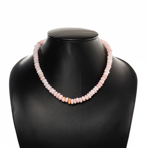 Vente en gros de perles à facettes de melon de couleur rose Collier de perles Rondelle de melon de coco avec fermoir en argent sterling Articles en vrac de bijoux de mode - Product Image 1