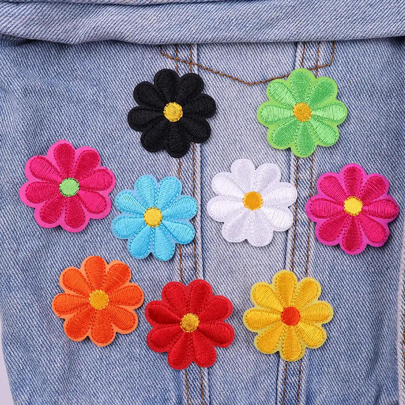 Embroidery Daisy Flower Patches Iron On Patches For Clothing Thermoadhesive Patches For Jeans