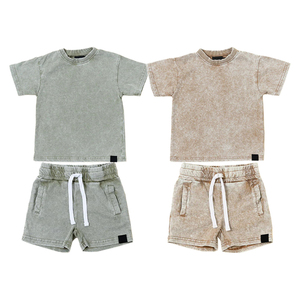 Organic Cotton Kids Shorts Set Custom <strong>Boys</strong> Clothing Sets Vintage <strong>Boy's</strong> Shirts and Shorts Set Summer Sustainable Kids Clothing - Product Image 1