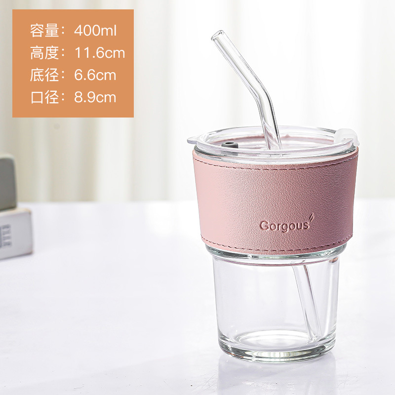 Transparent Cup + Pink Leather Cover