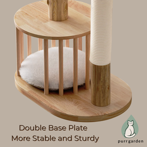 Luxury Modern Solid Wood <strong>Cat</strong> Tree with Wicker Condo Space Saving <strong>Scratching</strong> Post and Activity <strong>Tower</strong> for Small Apartments - Product Image 3