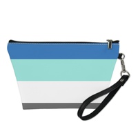 Trousse de Maquillage Personnalisée en Cuir PU Effet Espace Thème Arc-en-ciel Gay Fraysexual avec Dragonne pour Voyage d'Affaires, Rangement Cosmétique Domestique