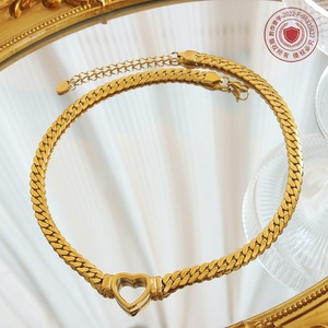 Collar de Cadena de Serpiente con Colgante de Corazón de Acero Inoxidable Chapado en Oro de 18k de 40cm+5cm, Regalo Romántico de Aniversario para Mujer - Product Image 2