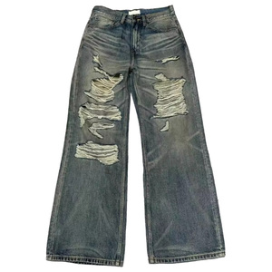 Factory Custom Zwarte Heren Denim <span class=keywords><strong>Jeans</strong></span> Rechte Baggy <span class=keywords><strong>Jeans</strong></span> Denim Broeken voor Heren Relax Fit Gescheurde Verweerde <span class=keywords><strong>Jeans</strong></span> Heren - Product Image 1