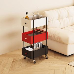 Chariot de rangement mobile à plusieurs niveaux avec roulettes pour salon, chariot à collations, étagère de chevet, support d'organisation - Product Image 1