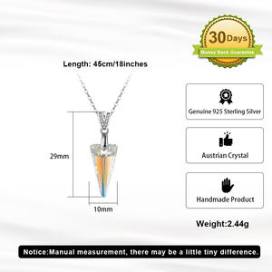 RINNTIN SWN26 <span class=keywords><strong>collana</strong></span> punta <span class=keywords><strong>di</strong></span> cristallo arcobaleno <span class=keywords><strong>collana</strong></span> 925 in argento Sterling moderna <span class=keywords><strong>collana</strong></span> spigolosa gioielli geometrici - Product Image 2