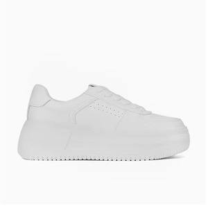 Zapatillas de deporte blancas con plataforma para mujer, zapatos informales con cordones transpirables de tacón alto de 6-8 cm - Product Image 3