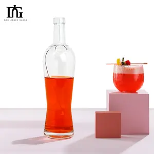 factory fancy design custom shape transparent 750ml 700ml tequila brandy gin glass bottles for spirits