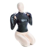 Veste de contention sexy BDSM Jouets pour adultes Esclave Fétiche Classique en cuir noir Équipement de bondage Veste de contention pour femmes