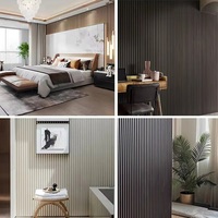 Panneau mural 3D rainuré en WPC imperméable moderne, revêtement acoustique en placage de bois, lambris décoratif intérieur pour hôtel, fond de télévision, maison