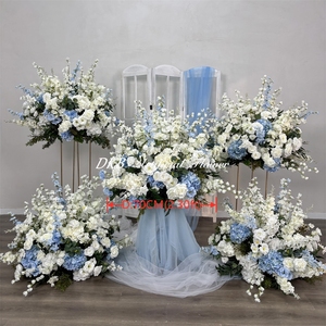 Fleurs artificielles en soie DKB, roses roses faites à la main, boule de fleurs blanches, décoration de centre de table de mariage - Product Image 2