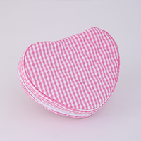 Pochette de maquillage en forme de cœur, pochette cosmétique matelassée à carreaux, étui à fermeture éclair rose à carreaux, trousse de toilette de voyage pour femmes