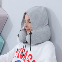 New Folding Patentierte 2 in 1 Nackens tütze Travel Sleep Nap Pillow Ortho pä disches Cervi cal Memory Foam Nacken reise kissen mit Hoodie
