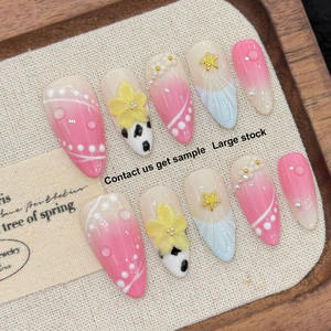 Vente en gros de 10 pièces de <span class=keywords><strong>faux</strong></span> <span class=keywords><strong>ongles</strong></span> en gel peints à la main, styles uniques, magnifiques, luxueux, faits à la main, en acrylique, artificiels - Product Image 1