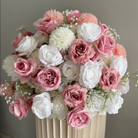 Boule de fleurs artificielle J-FB122 marron et crème de 50 cm, centre de table pour mariage, décoration de boules de fleurs en soie artificielle