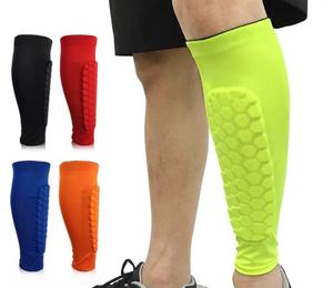 Protège-tibias de football anti-collision à logo personnalisé, avec manchon de compression en nid d'abeille et soutien du genou - Product Image 1