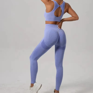 Completo Sportivo da <span class=keywords><strong>Donna</strong></span> Resistente all'Usura, Set Fitness con Effetto Push-Up 3D, Leggings e <span class=keywords><strong>Top</strong></span> Sportivi alla Moda - Product Image 1