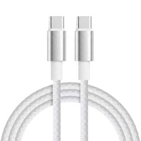 Câble USB C vers C tressé en nylon 60W PD à charge rapide 1m 3ft Blanc en stock, plusieurs couleurs personnalisables pour iPhone MacBook