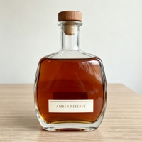Bouteille en verre givré transparente de 750 ml, personnalisée en usine, de qualité alimentaire, vide, recyclable, avec étiquette, pour gin, tequila, whisky, liqueur