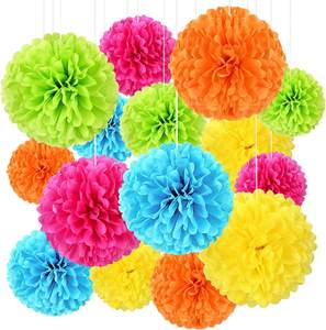 Vente en gros de pompons en papier boules de fleurs faites à la main décor origami décoration de fête de mariage maison <span class=keywords><strong>bricolage</strong></span> artisanat papier pompons fournitures - Product Image 1