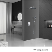 Mitigeur de douche thermostatique carré à 2 voies en laiton avec douchette pluie et bras de douche pour hôtels et villas