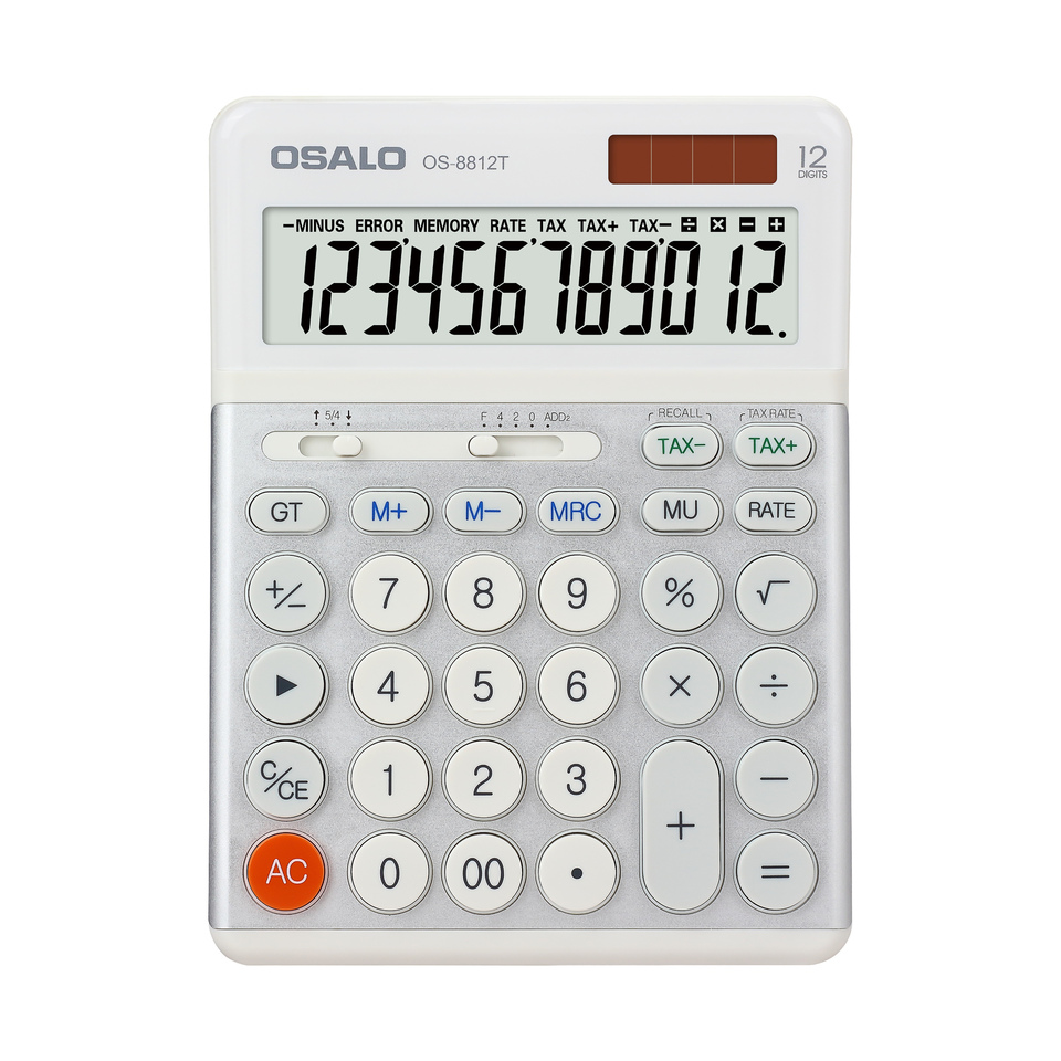 Os-8812t 12-digit Solar Tax Calculator With Large Lcd Display Battery Powered Taxes Calculators For Desktop Office Business Use