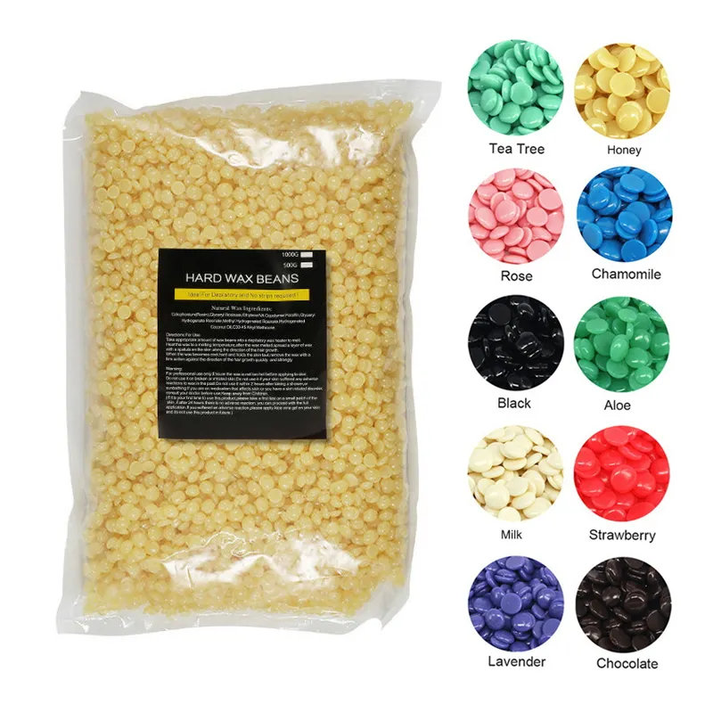 Best quality no strips depilatory wax beads hot film hair removal hard wax beans 500g