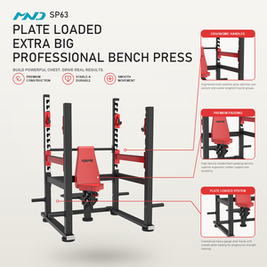 Macchina per Panca Piana Extra Grande MND Fitness, Attrezzatura da Palestra Rinforzata per Body Building, Ideale per Centri Fitness di <span class=keywords><strong>Istanbul</strong></span>, Uso Intensivo - Product Image 1